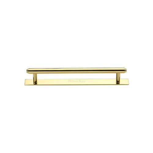 M Marcus Heritage Brass Stepped Design Cabinet Pull with Plate 96mm Centre to Centre